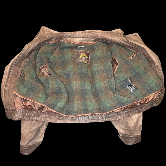 Wilsons Adventure Bound Leather Bomber Jacket Mens L Brown Thinsulate Zip Liner - Picture 3 of 6